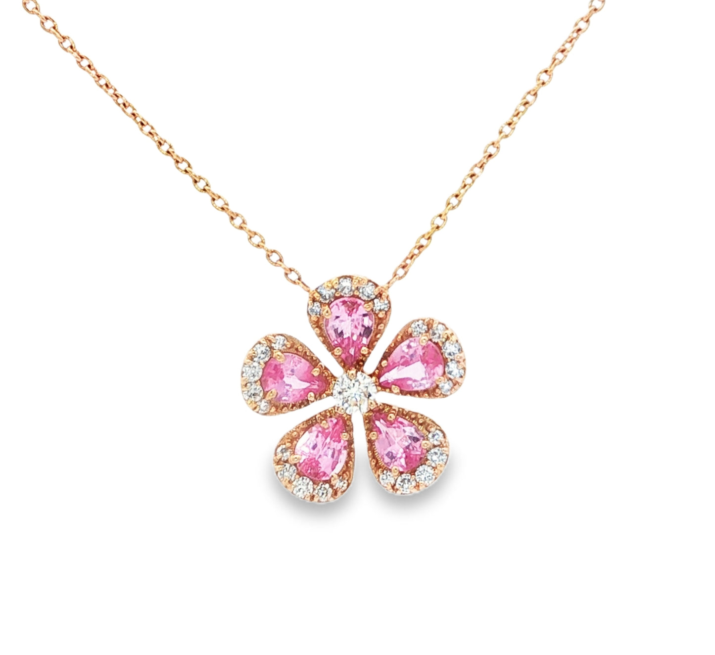 Pink Sapphire Chamomile Flower Earrings