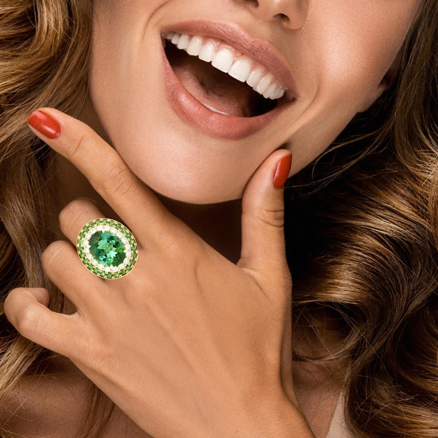 Green Tourmaline Statement Ring