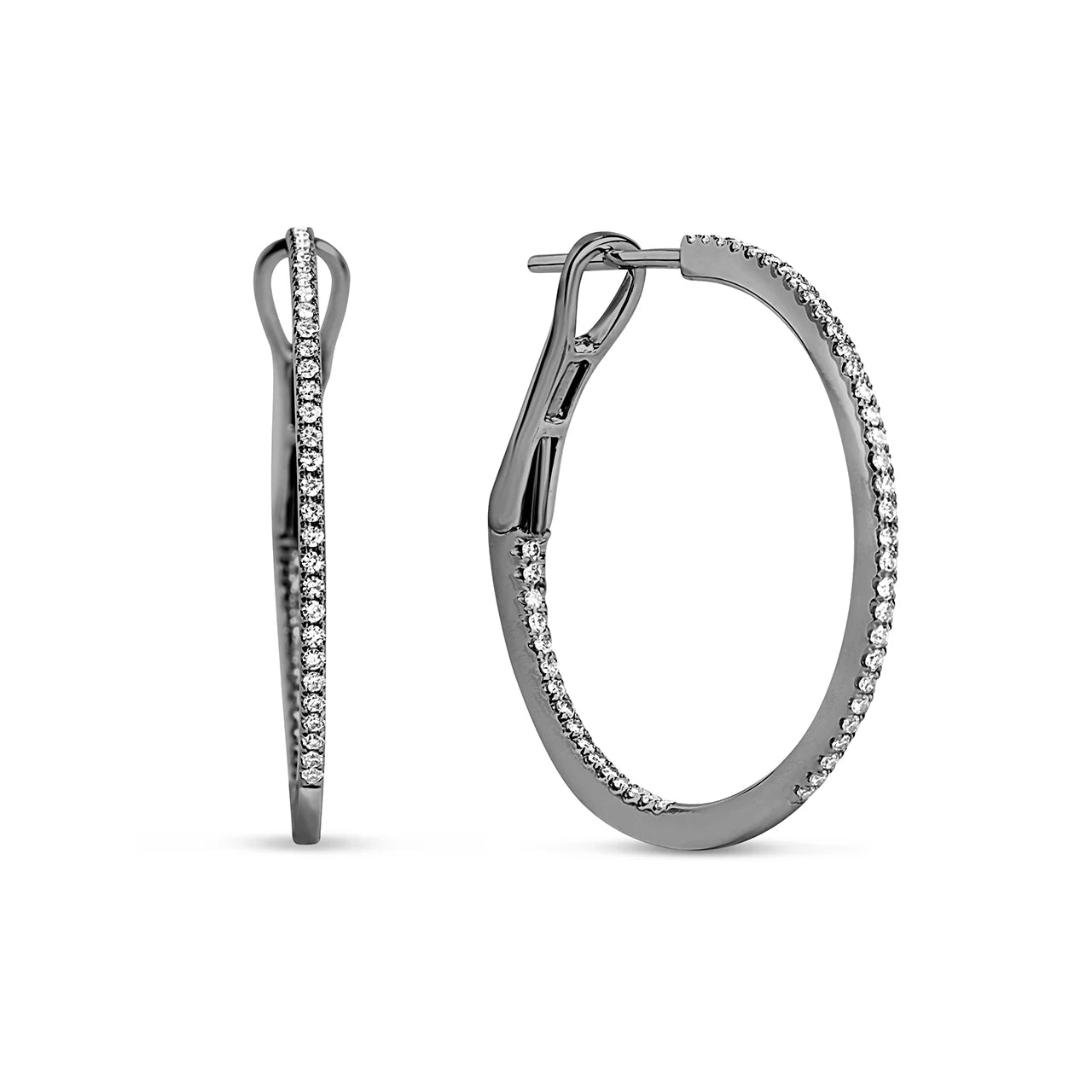 Slim Line Classic Diamond Hoop 30mm