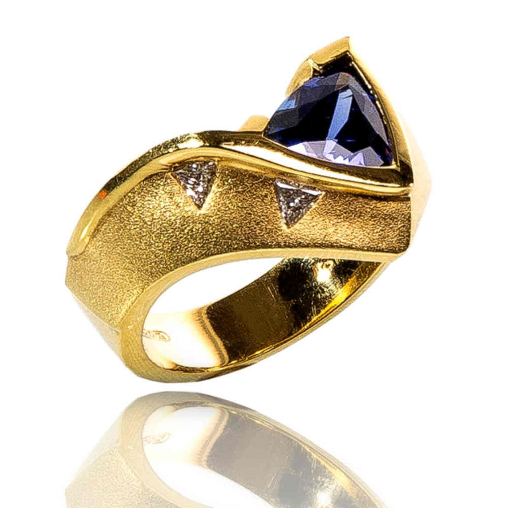 Triangle Embrace Tanzanite Ring