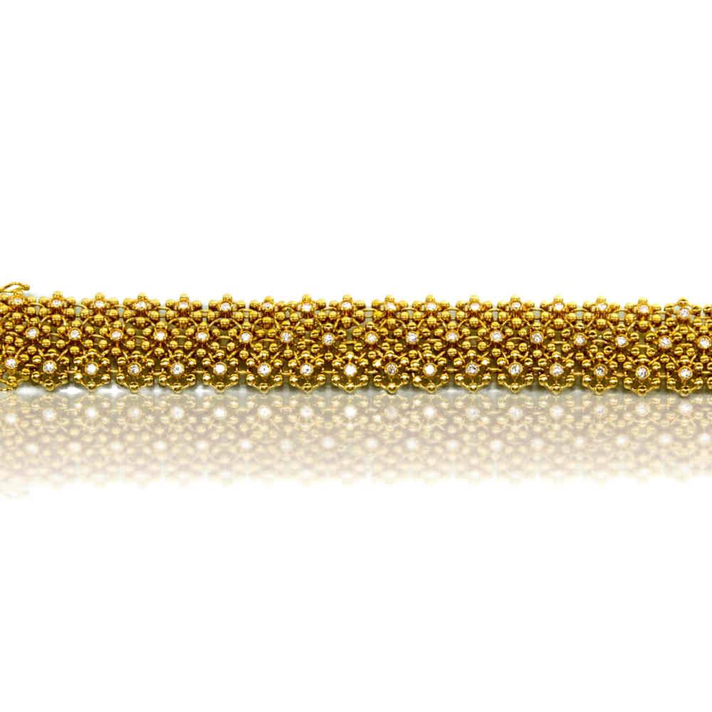 Wide Gold Mesh Diamond Bracelet