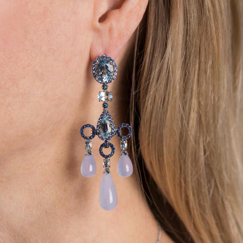 Blue Topaz Chandelier Earrings