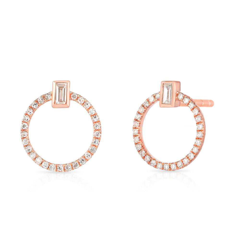 Baguette Circle Studs