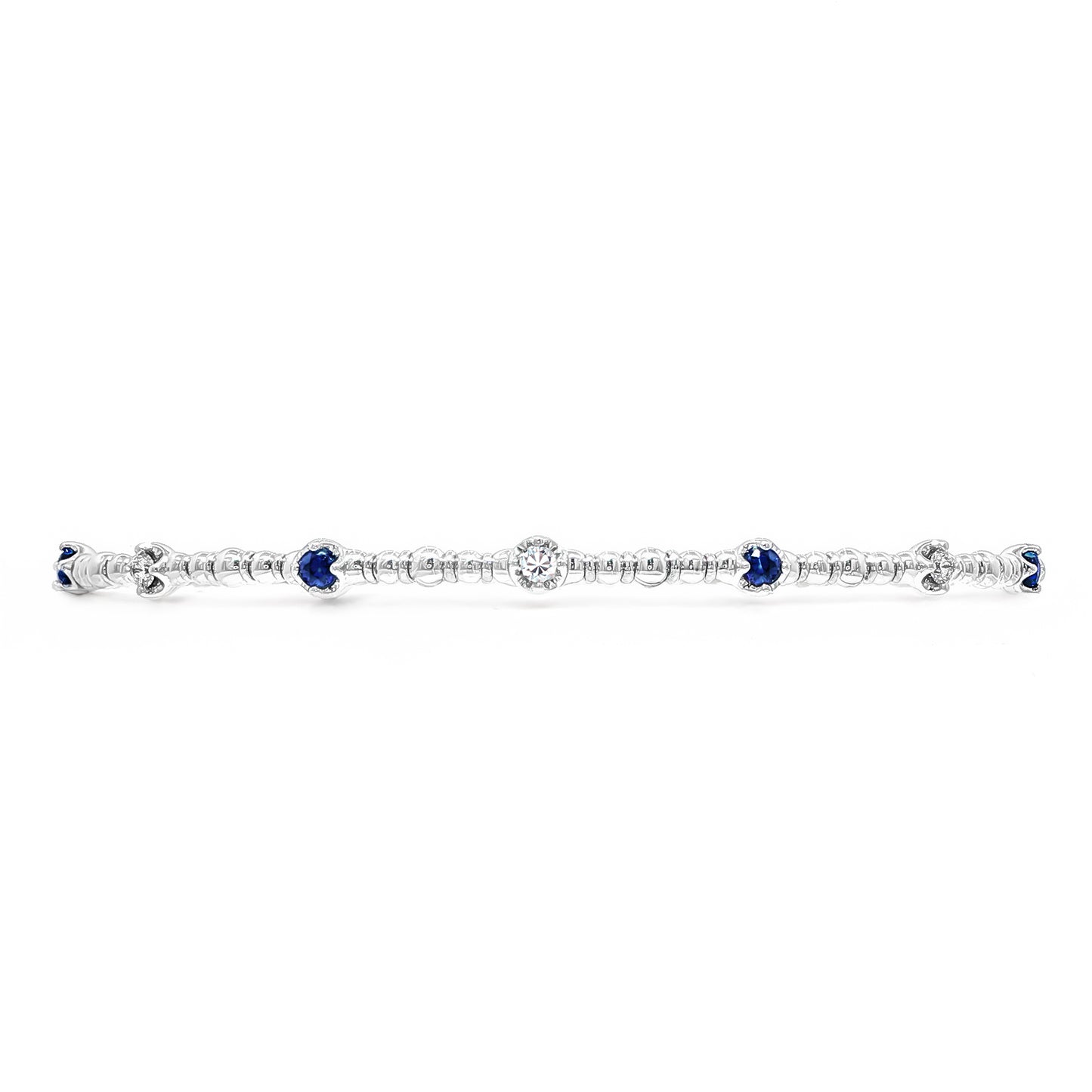 White Gold Flex Bracelet with Diamonds and Blue Sapphires
