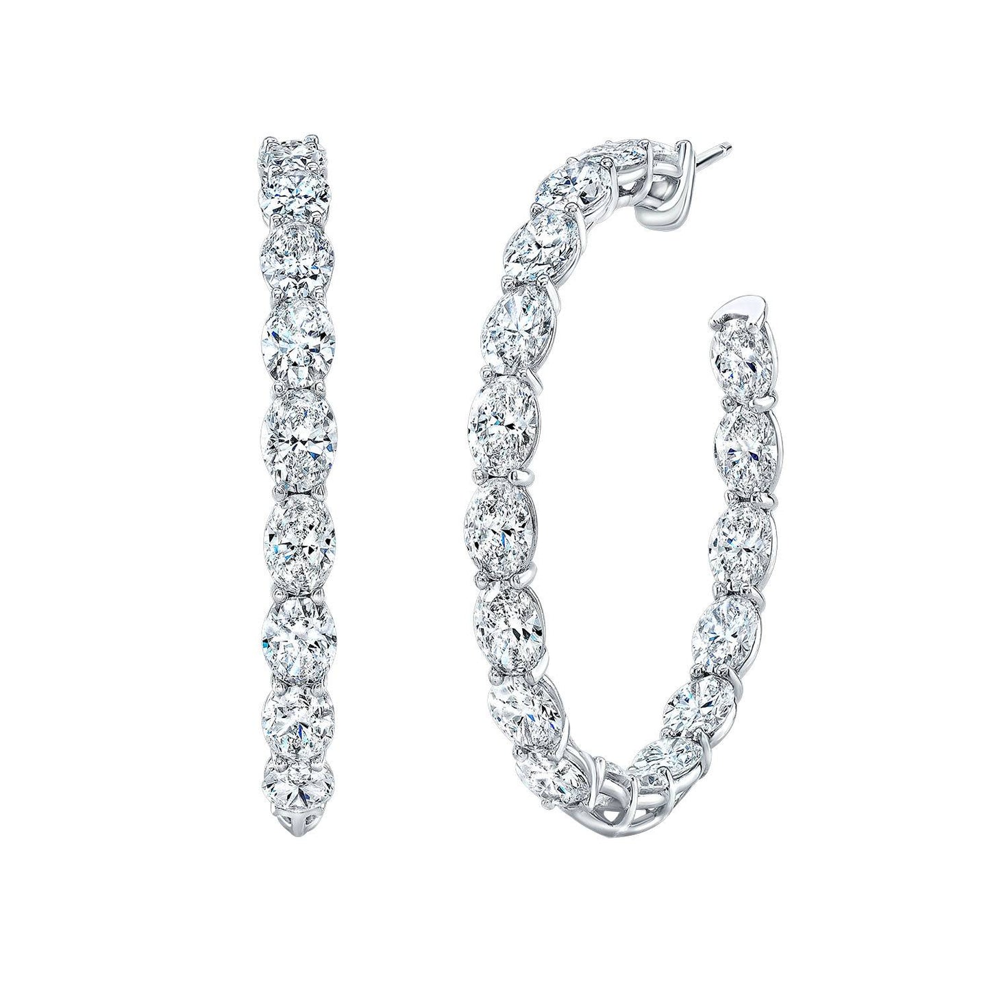 Oval Diamond Hoop Earrings