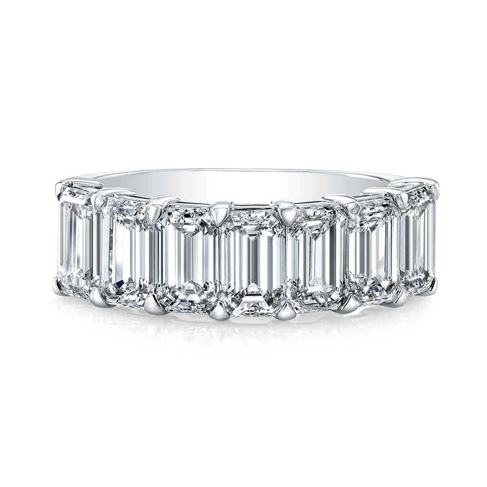 Platinum Emerald Cut Diamond Band