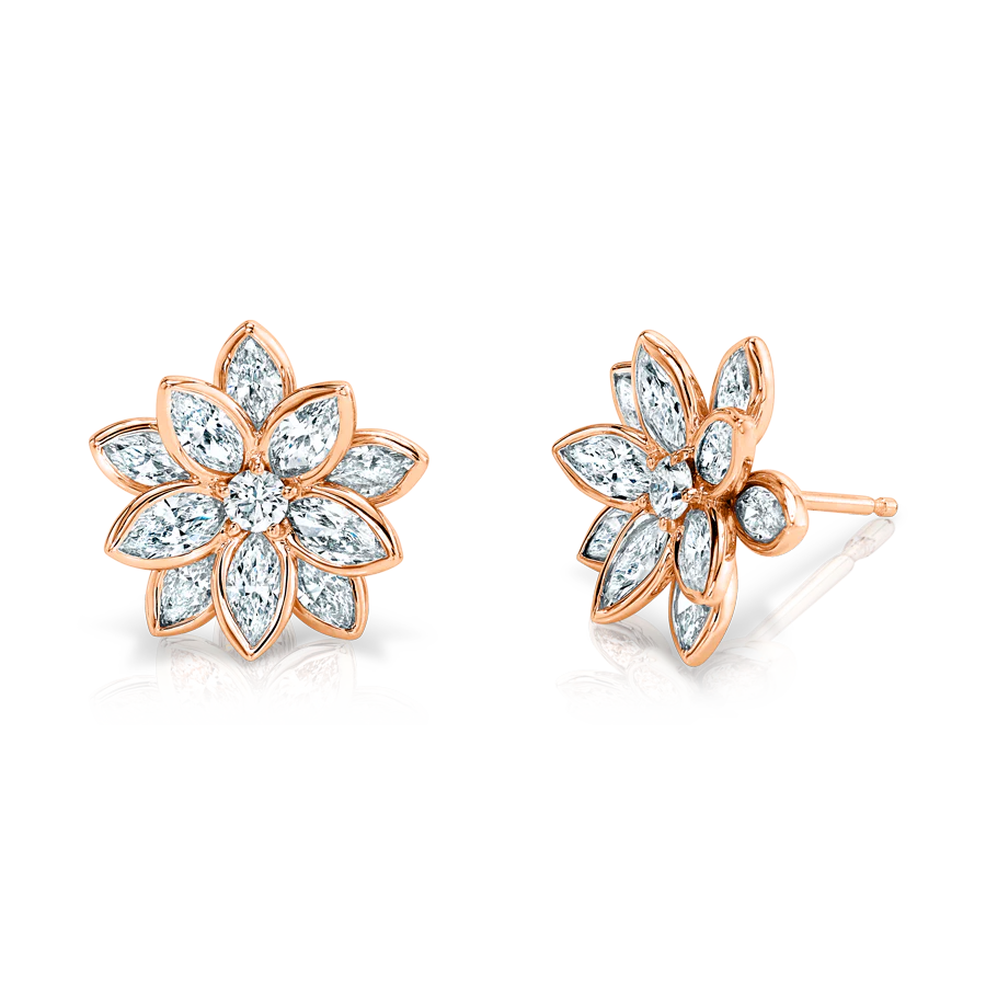 Diamond Lotus Earrings