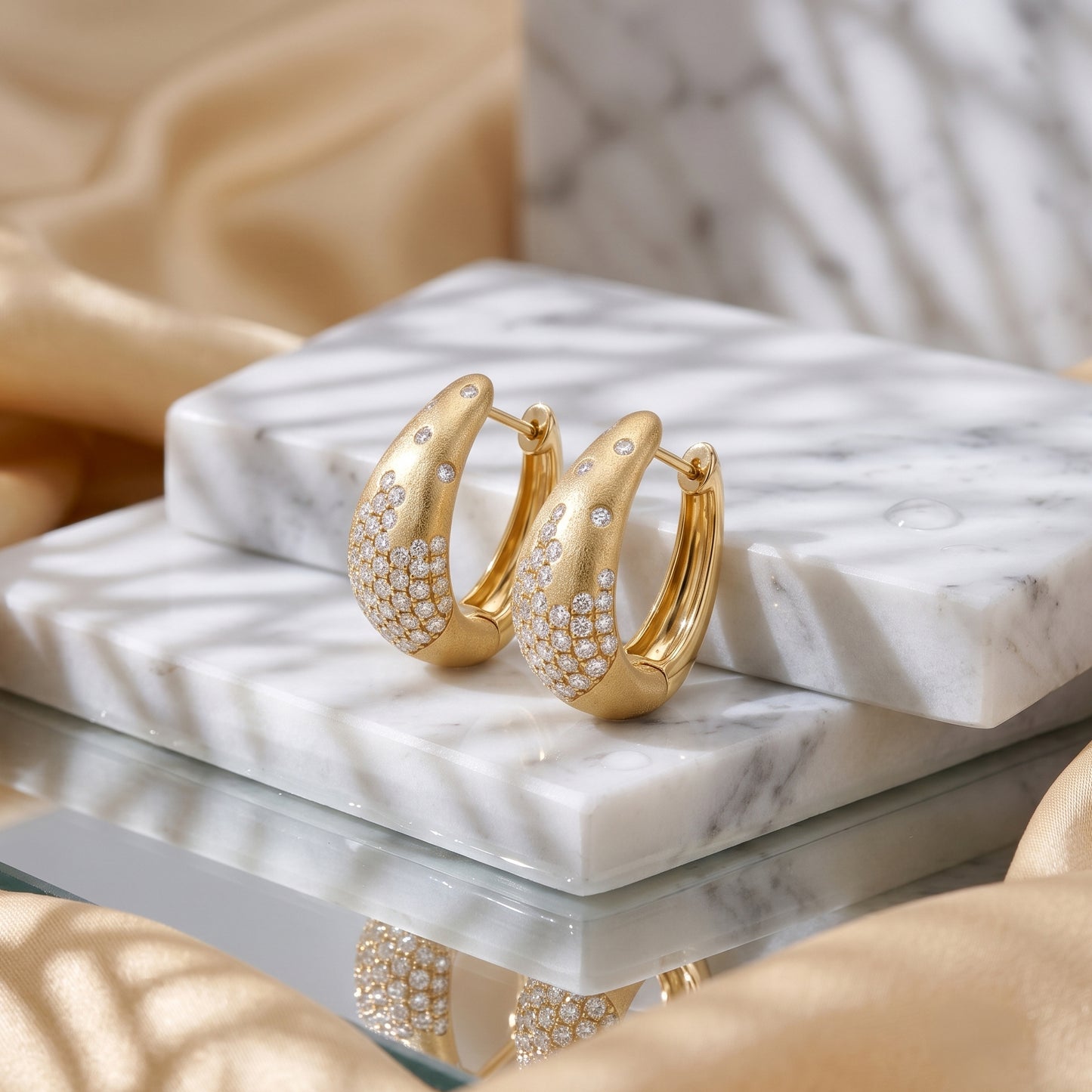 Lucent's Elegant Diamond Hoops Set In Yellow Gold