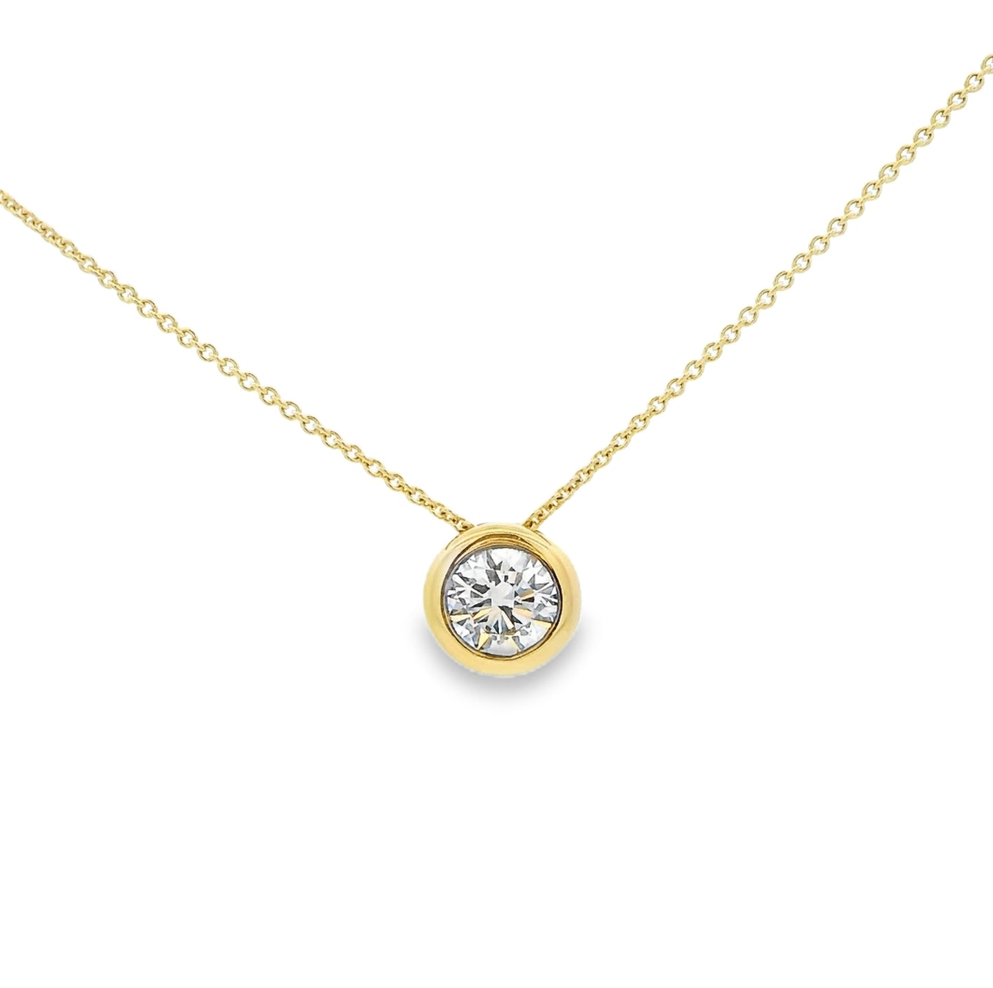 18k yellow gold bezel set diamond necklace