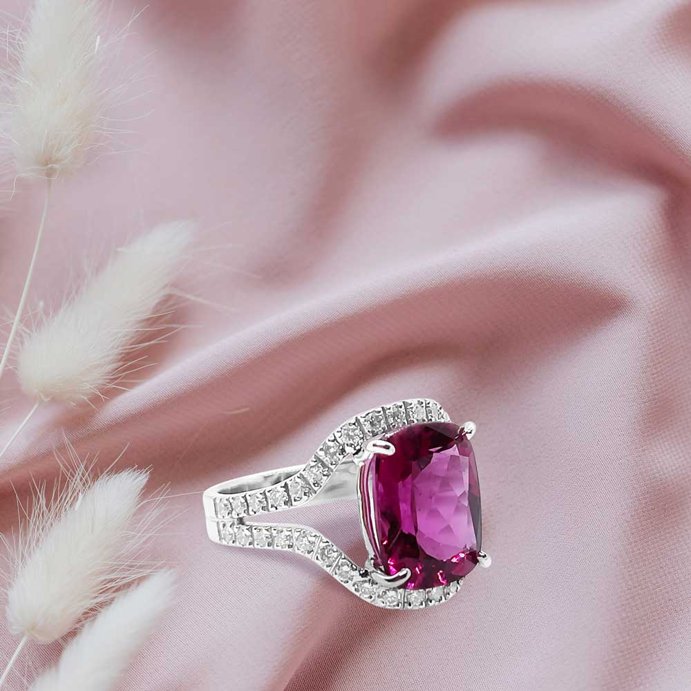 Fusia Pink Tourmaline Ring
