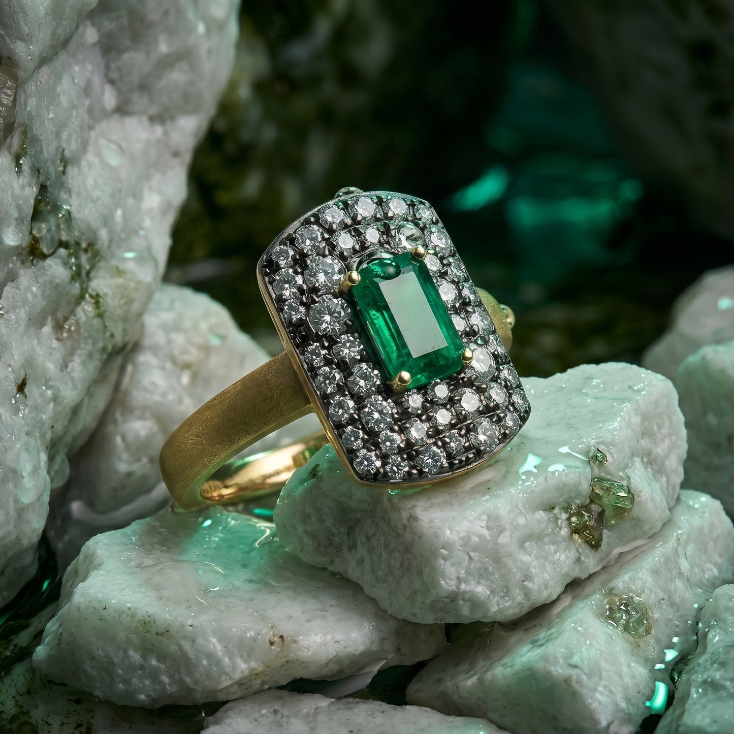 Lucent Emerald And Diamond Ring