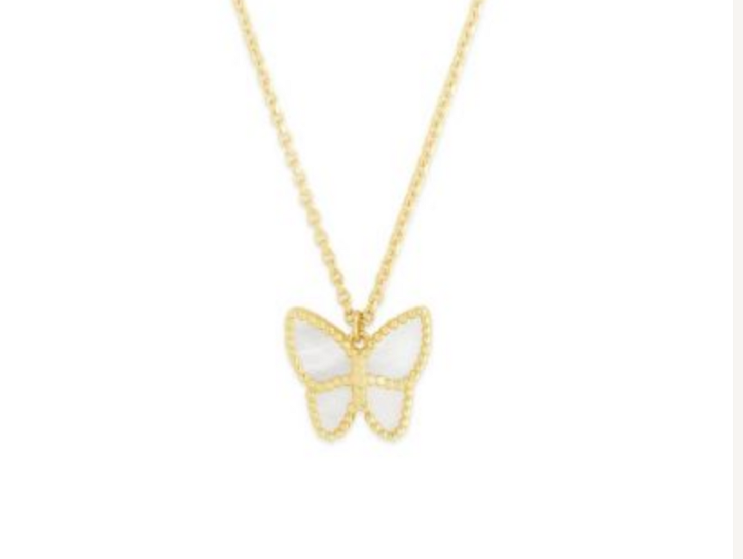 Butterfly Yellow Gold and Mother of Pearl Necklace.