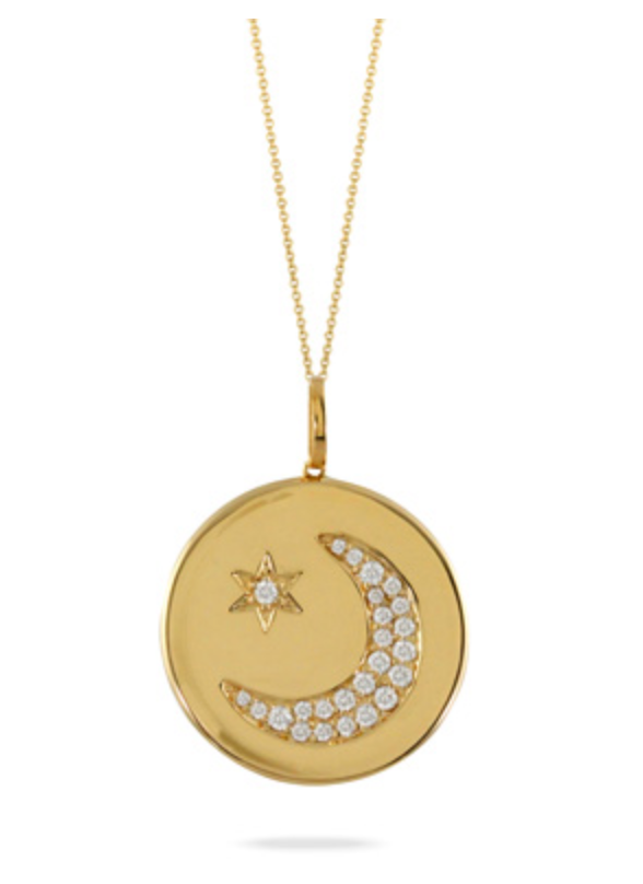 Crescent Moon with North Star Medallion Pendant