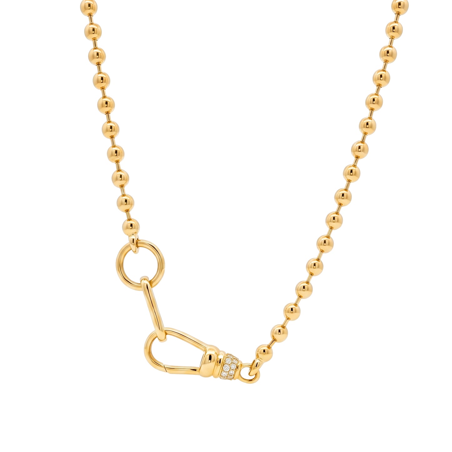 Diamond Accent Ball Chain Necklace in Yellow Gold