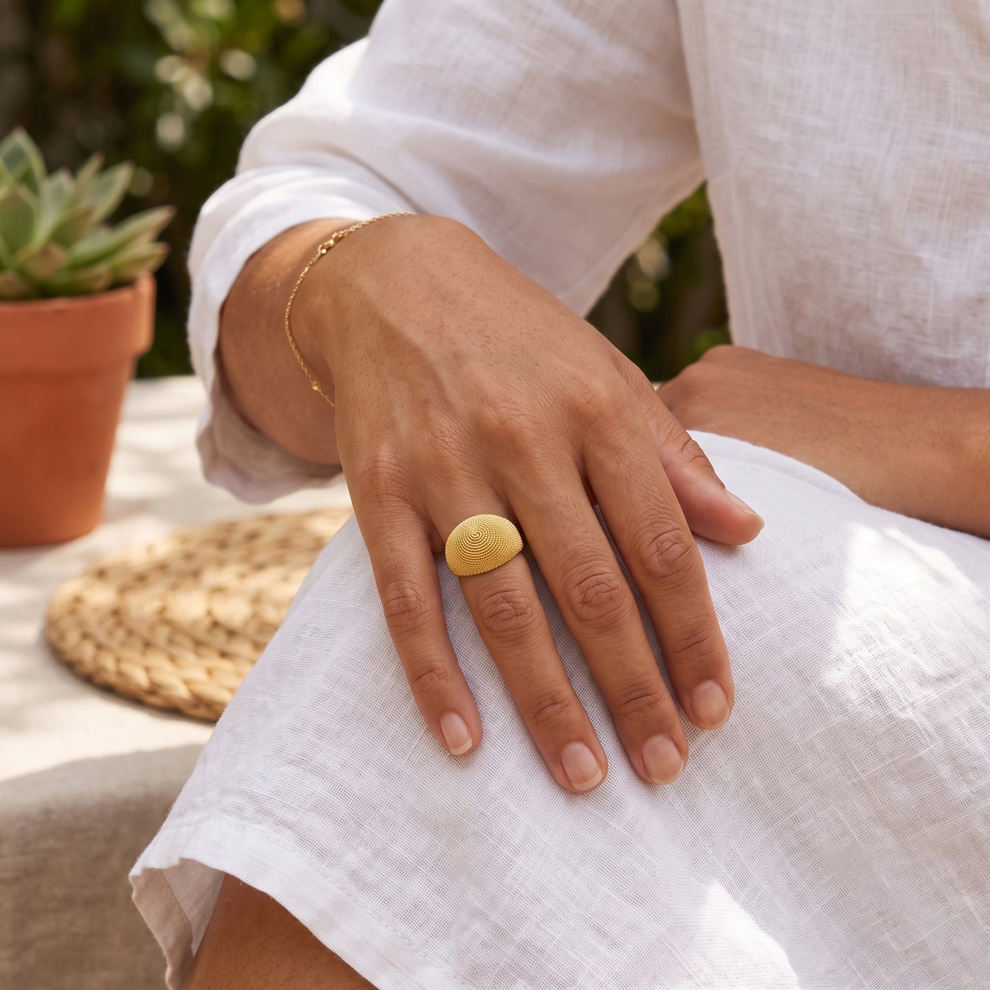 18k Yellow Gold Dome Ring
