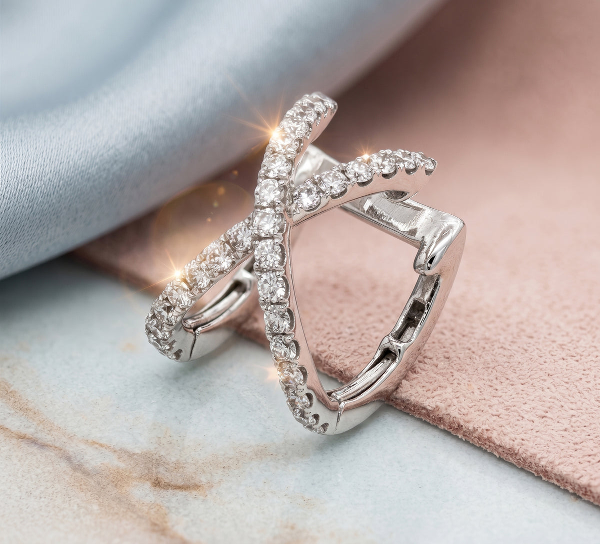 "Duet" Rose Gold and Pave Diamond Ear Cuff