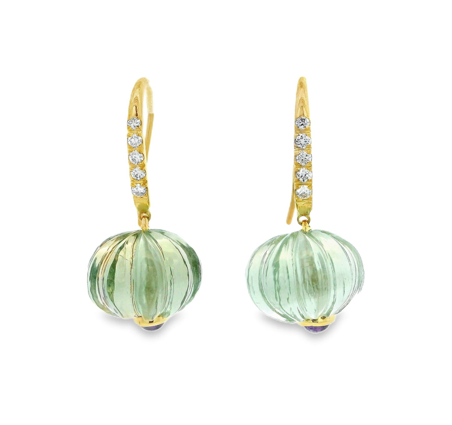 Carved Green Amethyst Earrings