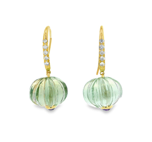 Carved Green Amethyst Earrings