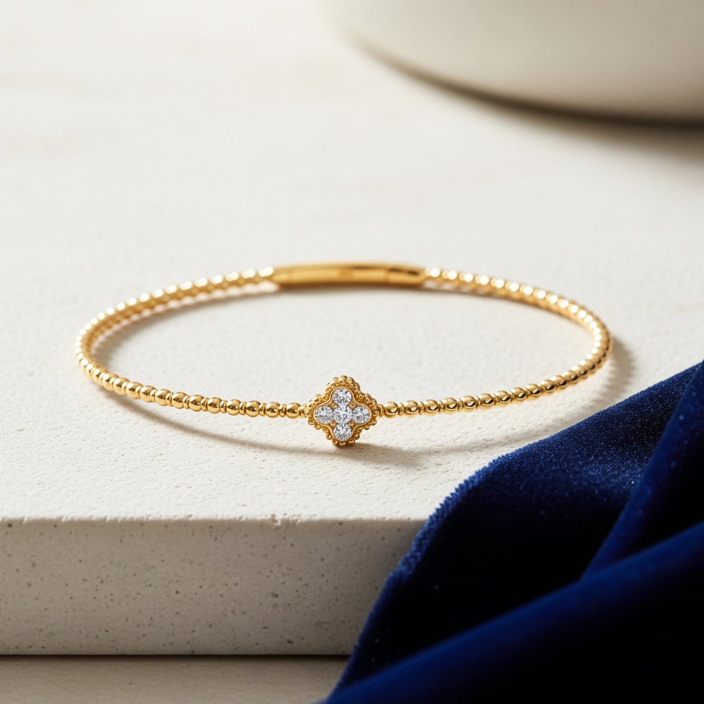 Yellow Gold Diamond Clover Flexi Bracelet