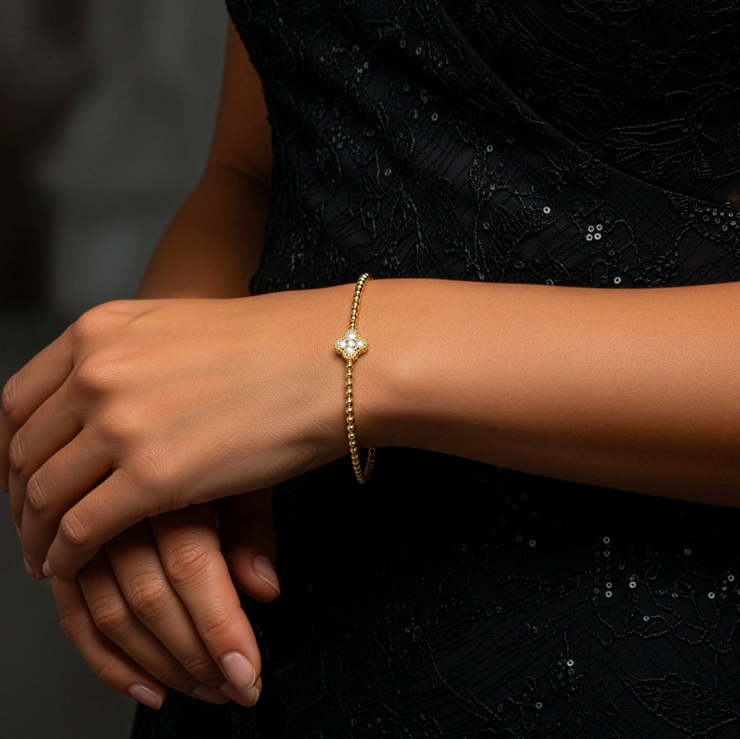 Yellow Gold Diamond Clover Flexi Bracelet
