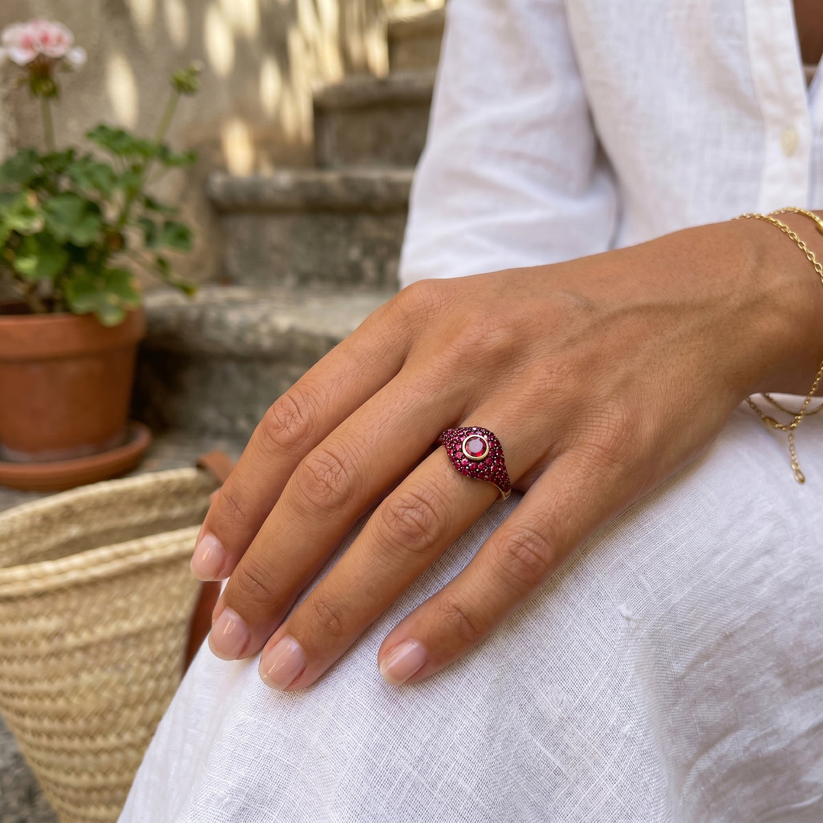 Ruby Pavé Signet Ring