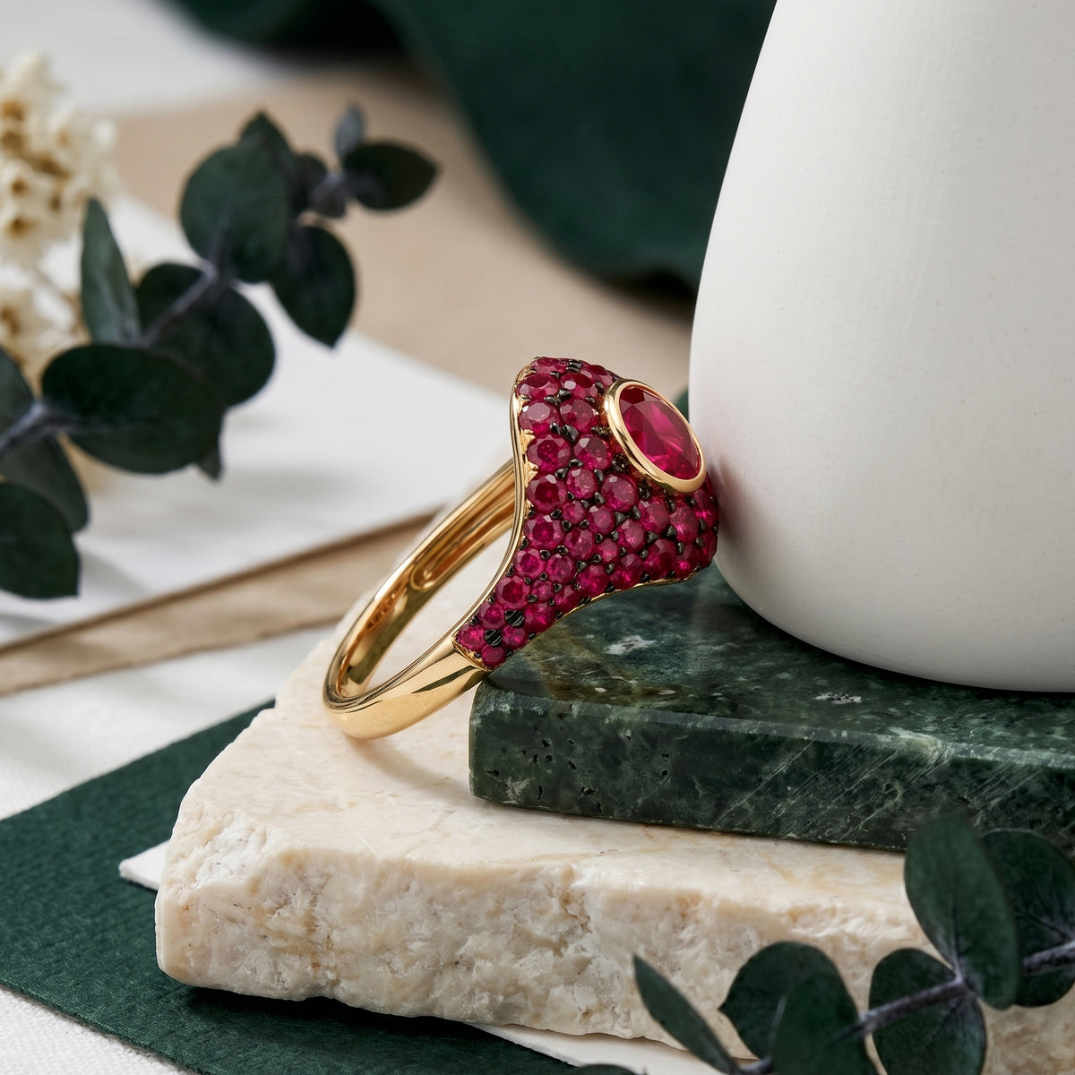 Ruby Pavé Signet Ring