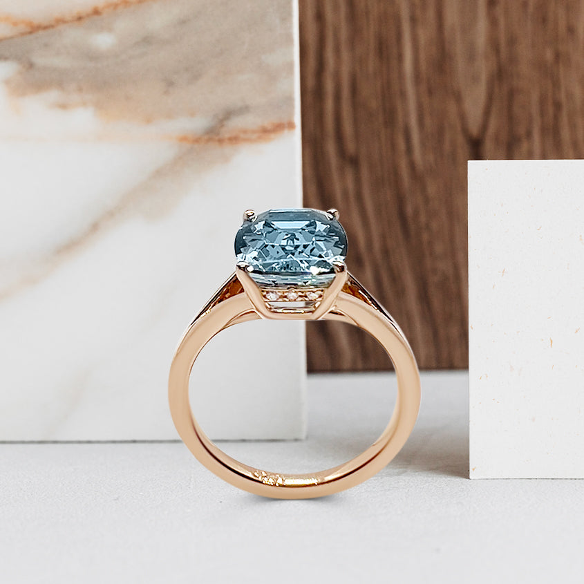 Cushion Aquamarine Ring