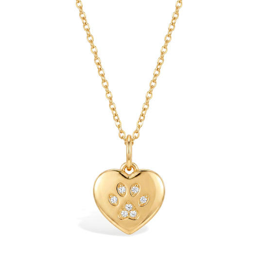 Gold Heart with Paw Print
