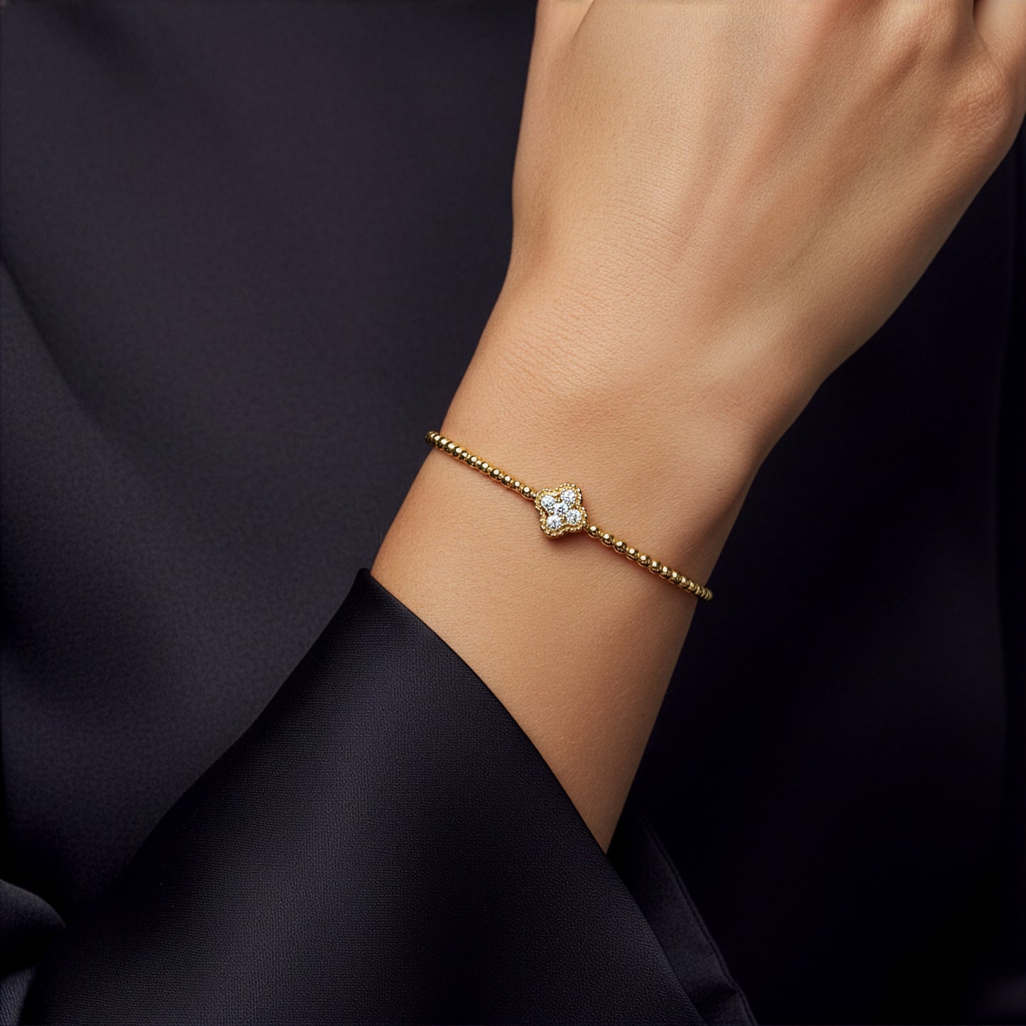 Yellow Gold Diamond Clover Flexi Bracelet