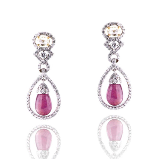 Cabachon Ruby Earrings