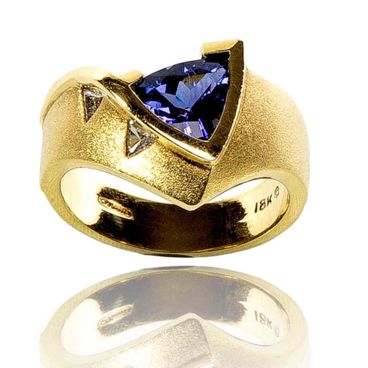 Triangle Embrace Tanzanite Ring