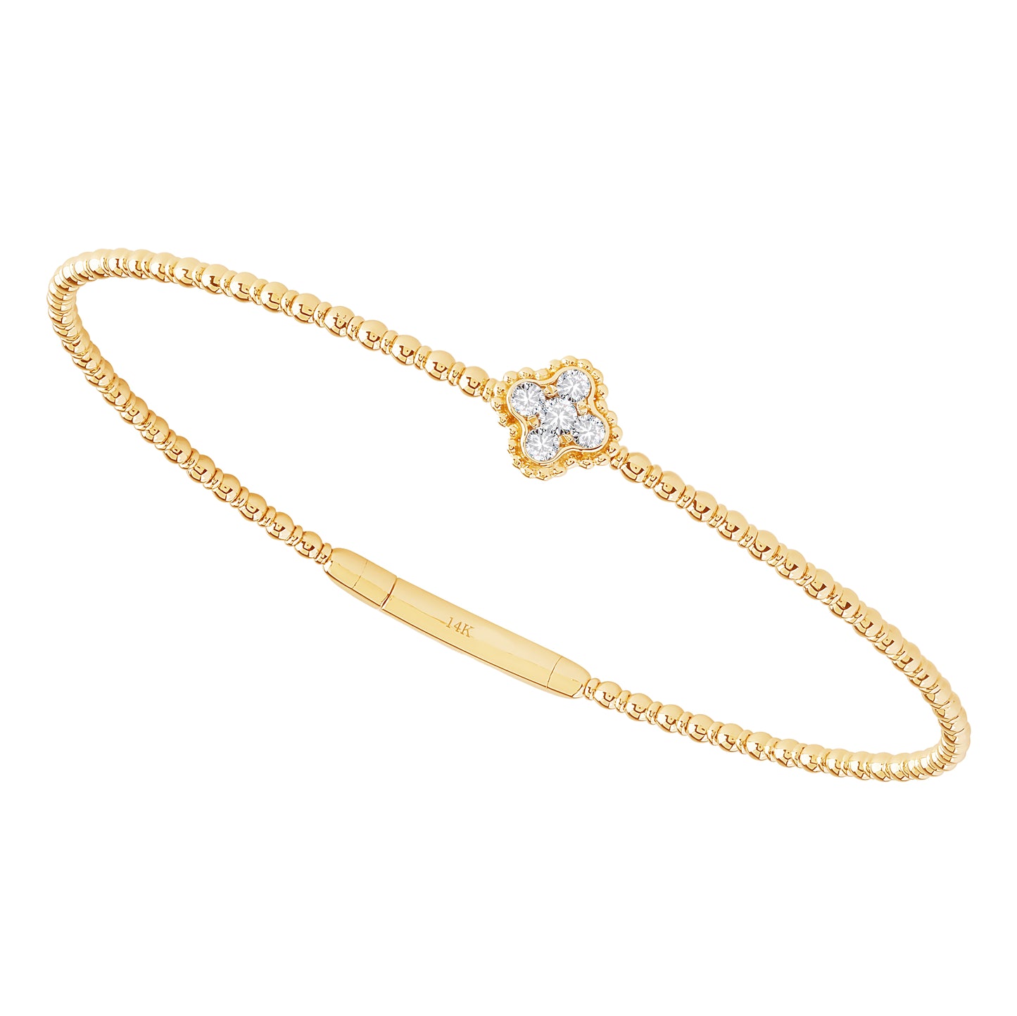 Yellow Gold Diamond Clover Flexi Bracelet
