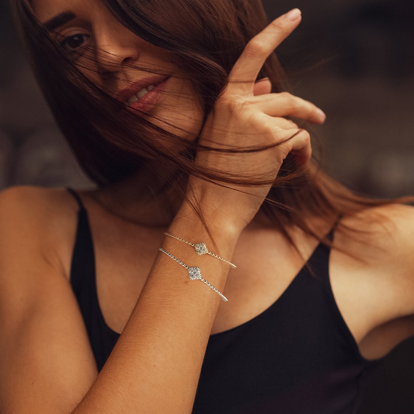 Yellow Gold Diamond Clover Flexi Bracelet