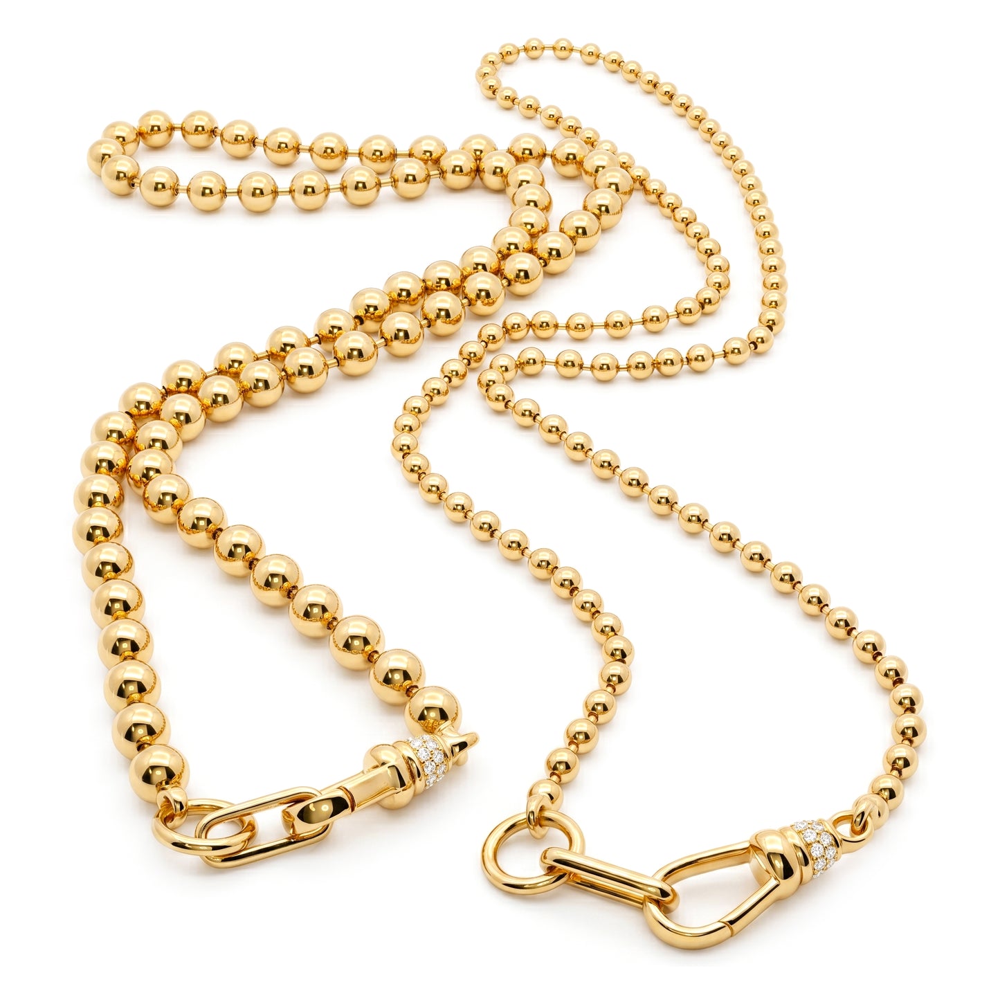 Diamond Accent Ball Chain Necklace in Yellow Gold
