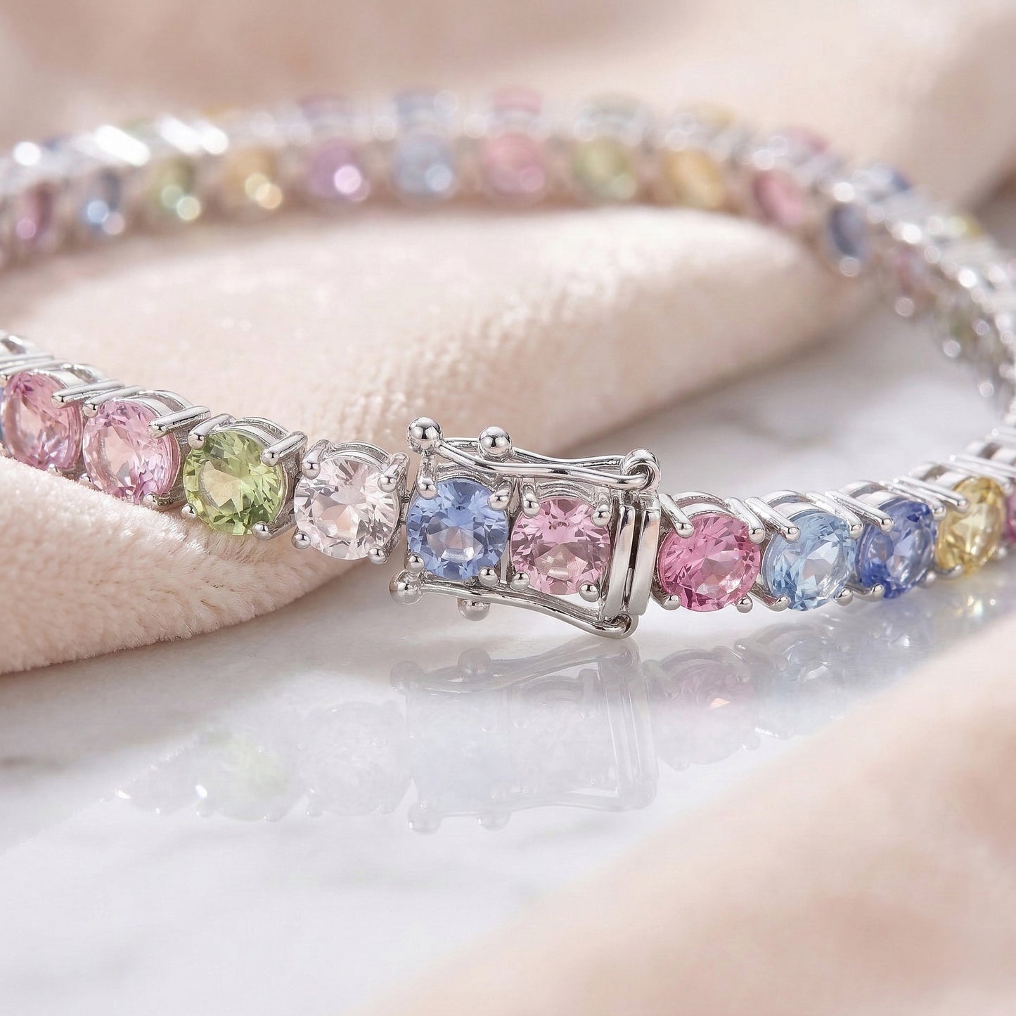 Multi Sapphire Pastel Tennis Bracelet