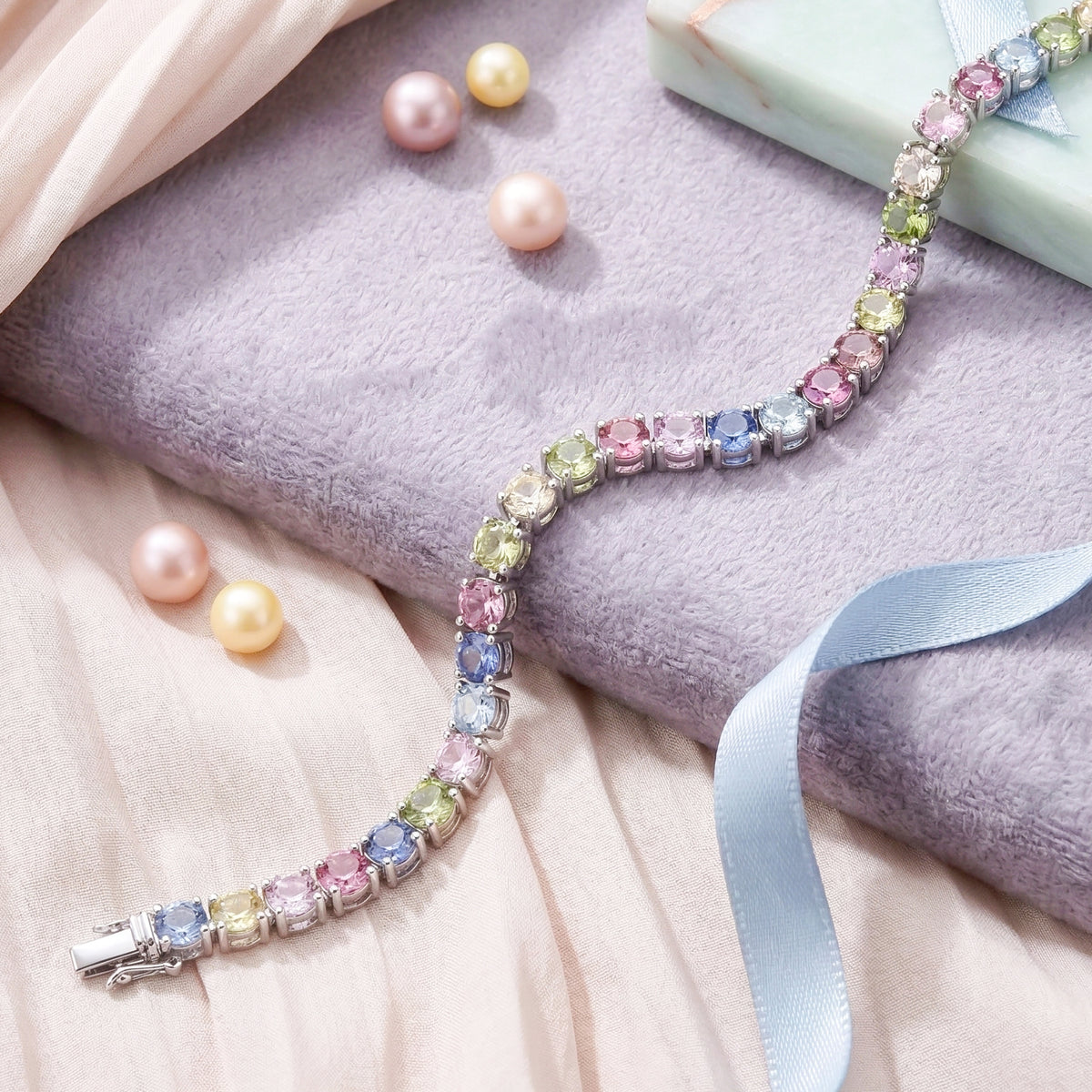 Multi Sapphire Pastel Tennis Bracelet