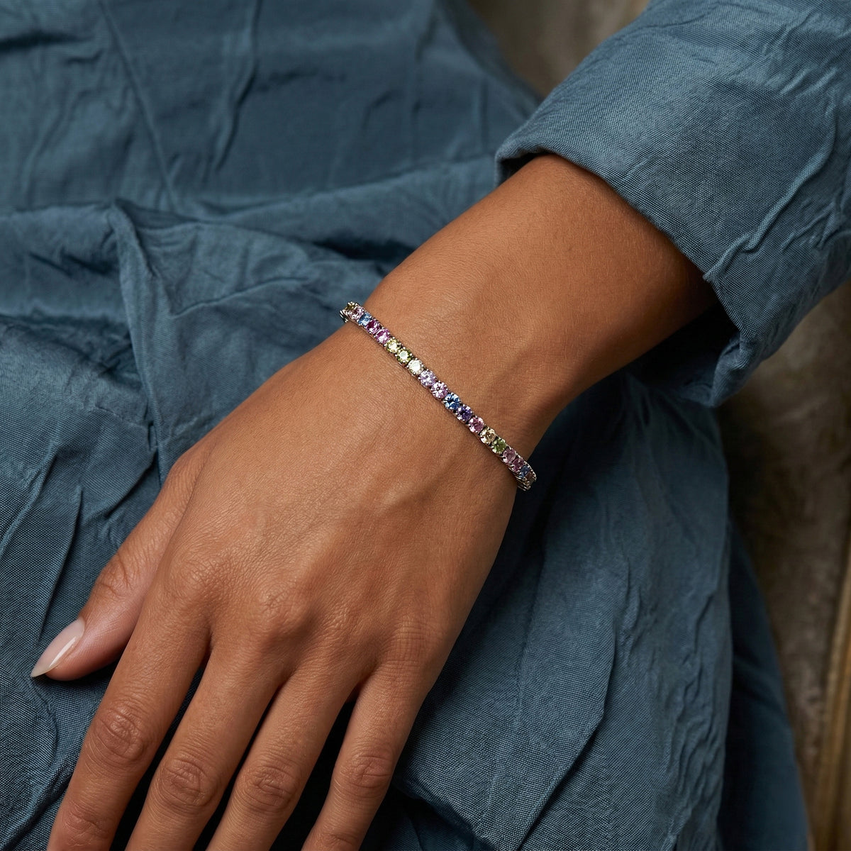 Multi Sapphire Pastel Tennis Bracelet