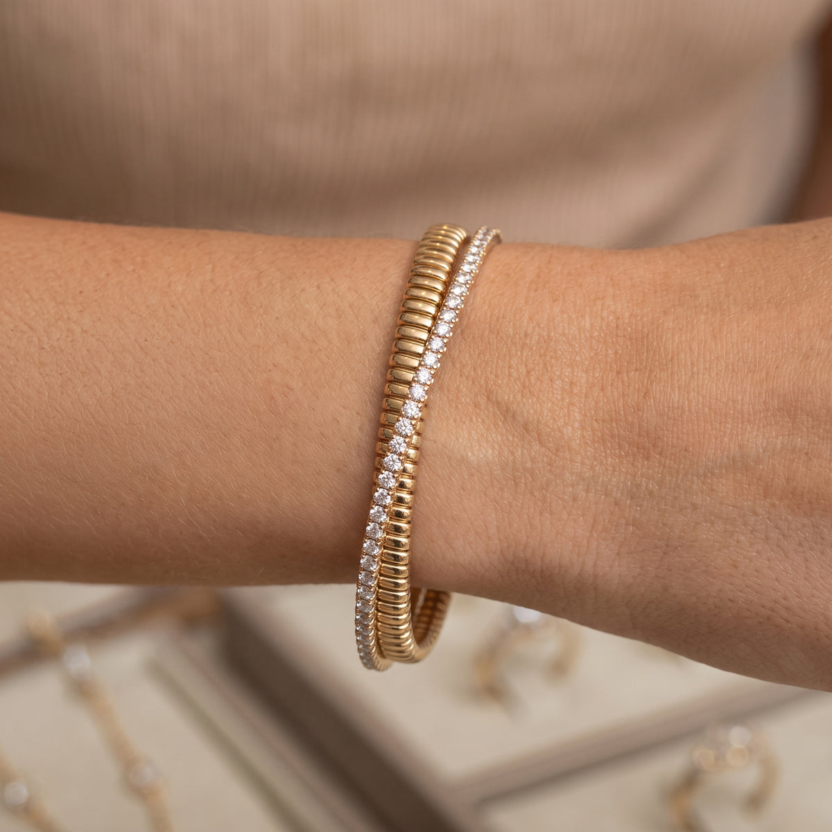 Diamond Flexi Bracelet in Yellow Gold