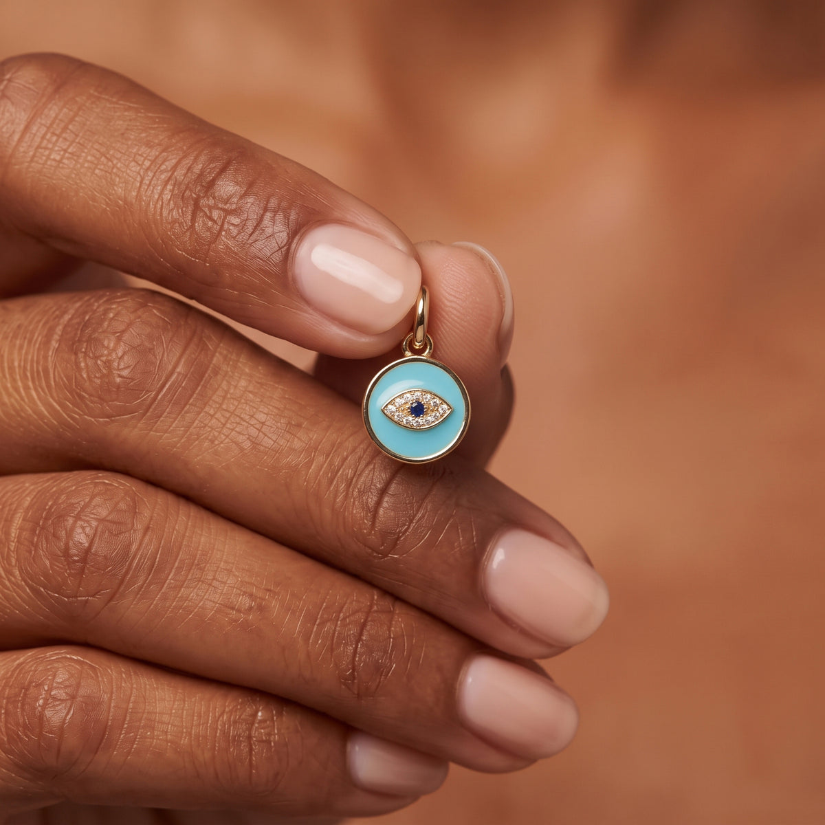 14k Yellow Gold Turquoise Evil Eye Medallion Pendant