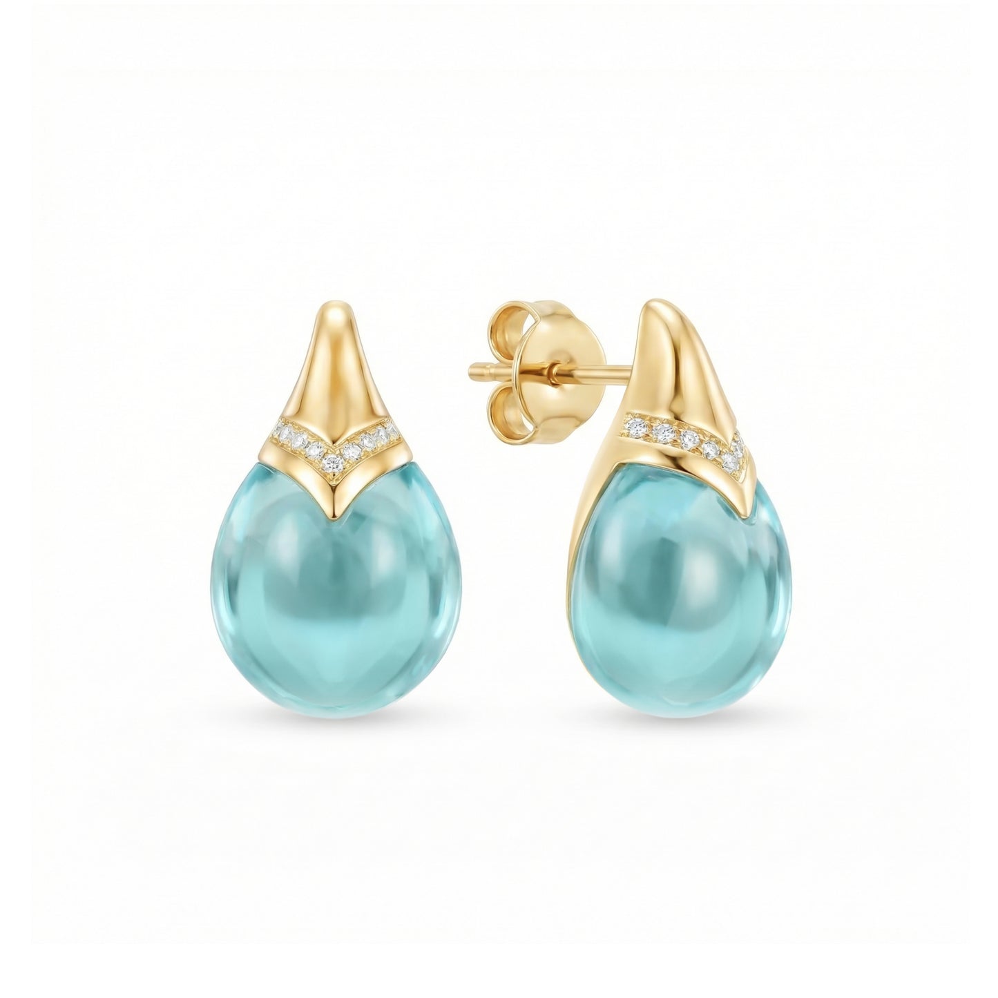 Blue Topaz Cabachon Earrings