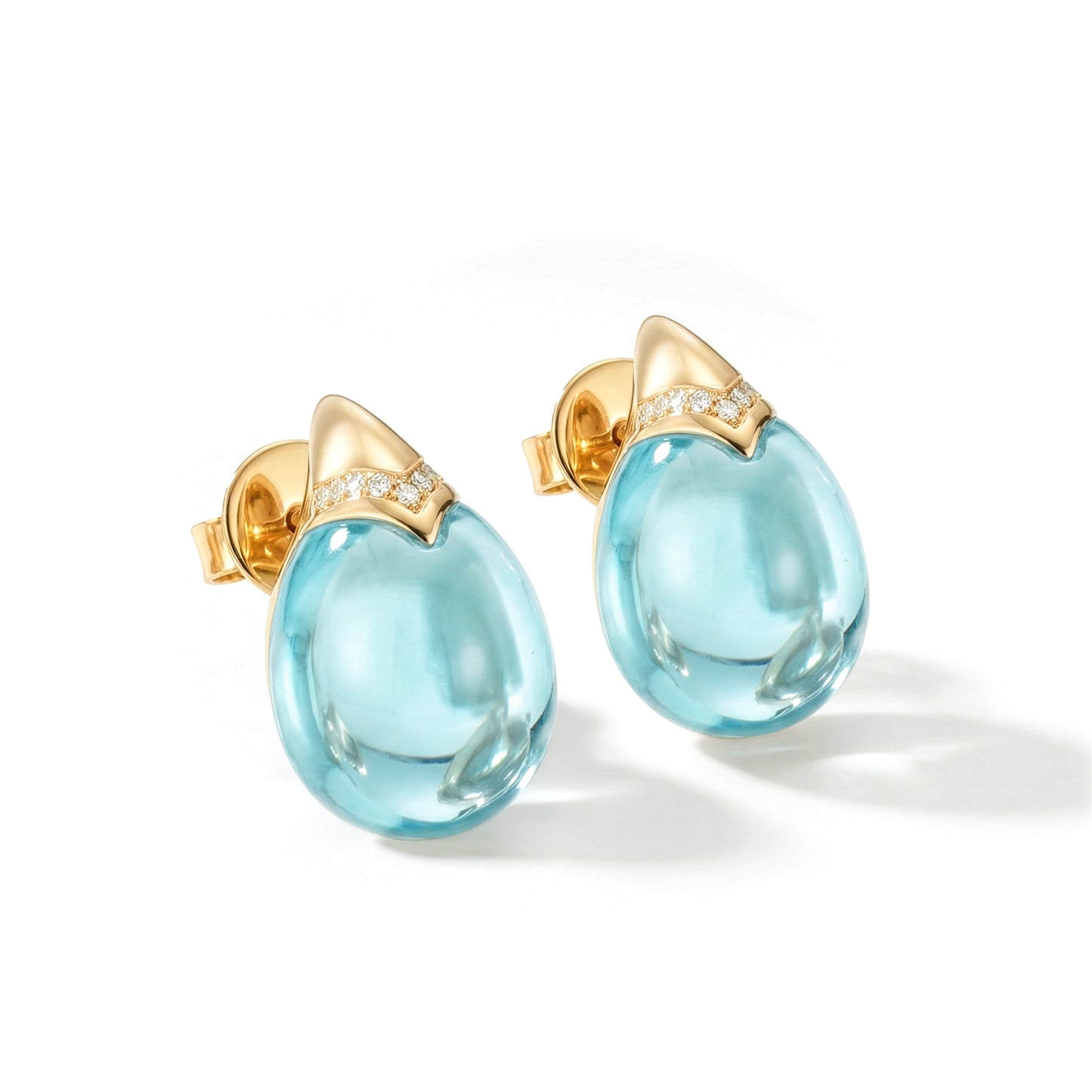 Blue Topaz Cabachon Earrings
