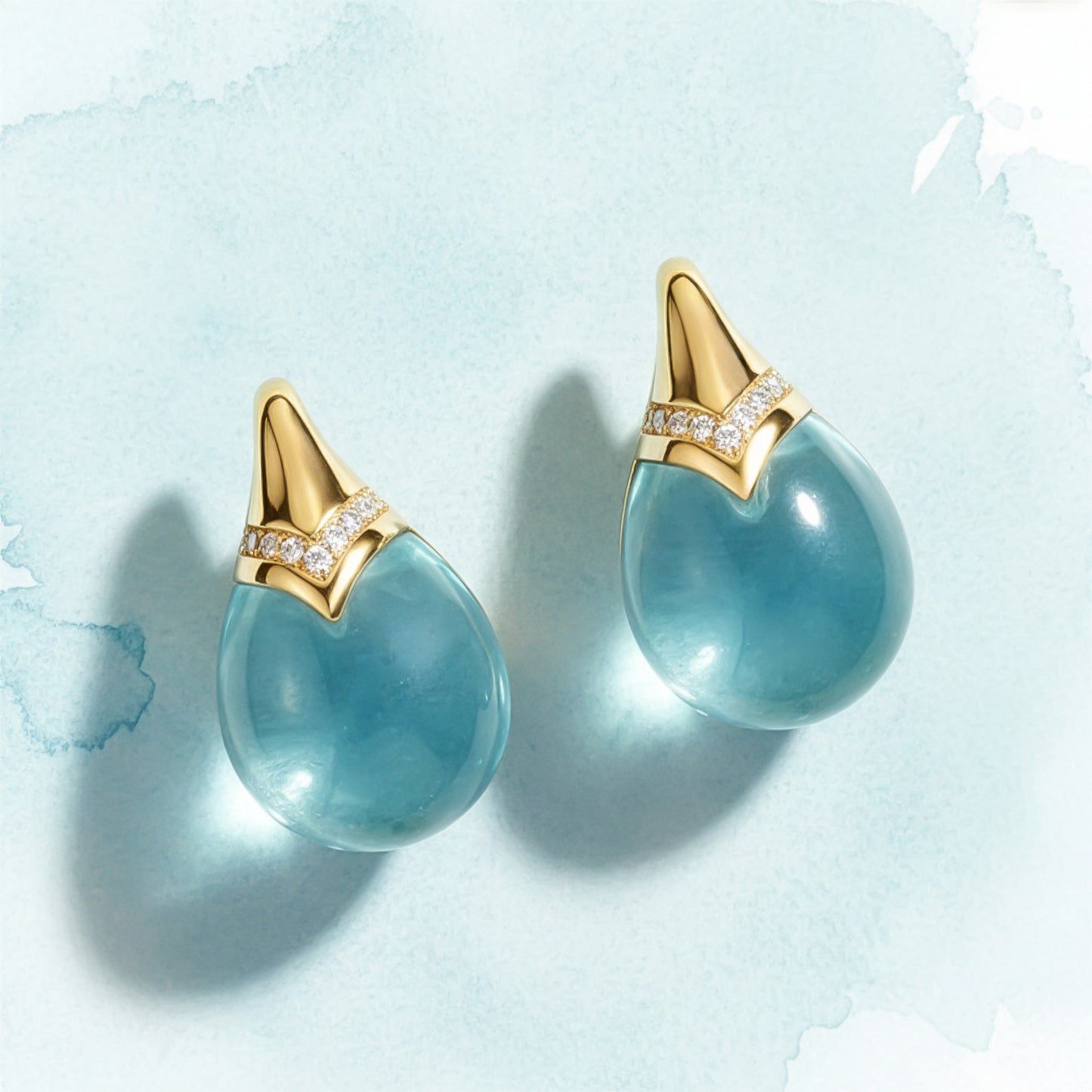 Blue Topaz Cabachon Earrings