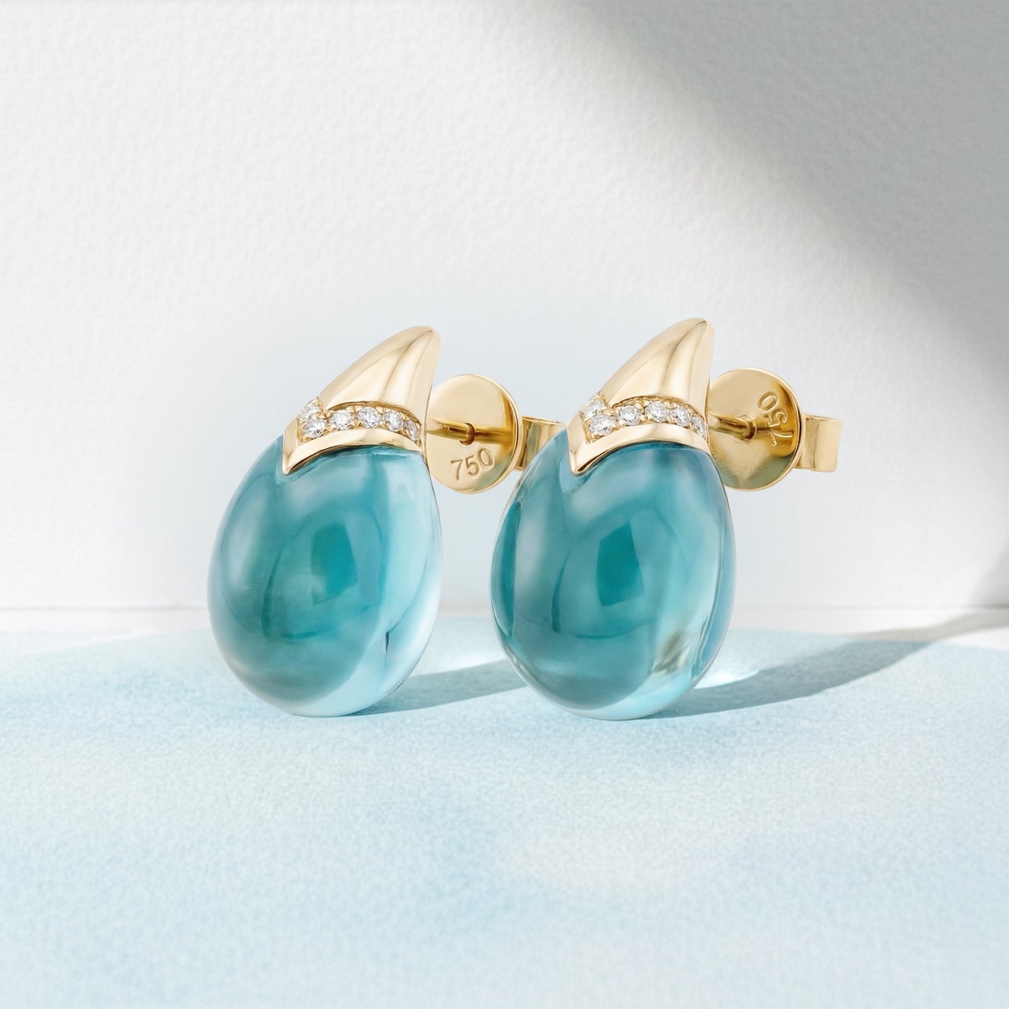 Blue Topaz Cabachon Earrings