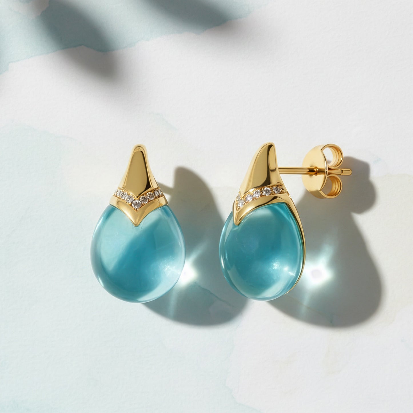 Blue Topaz Cabachon Earrings
