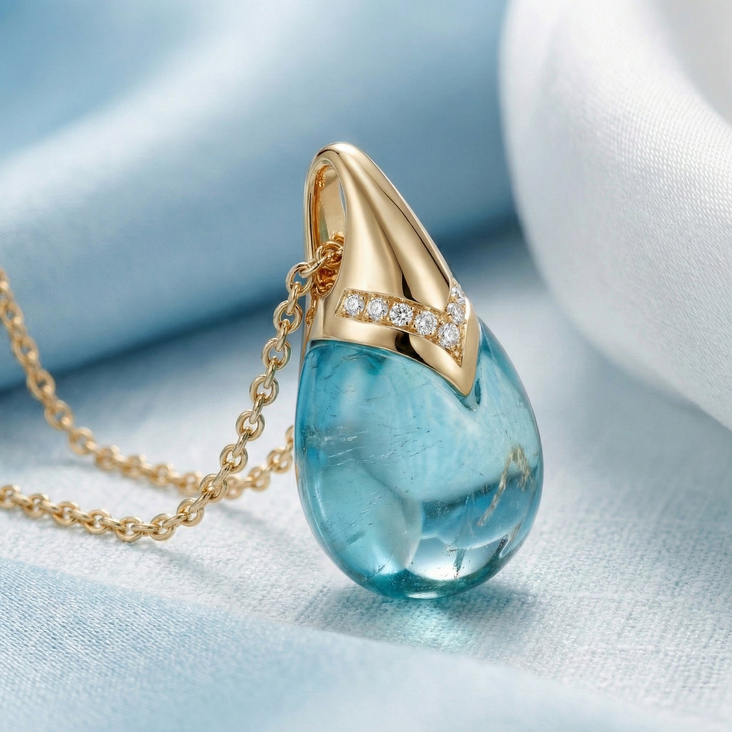 Cabachon Blue Topaz Pendant
