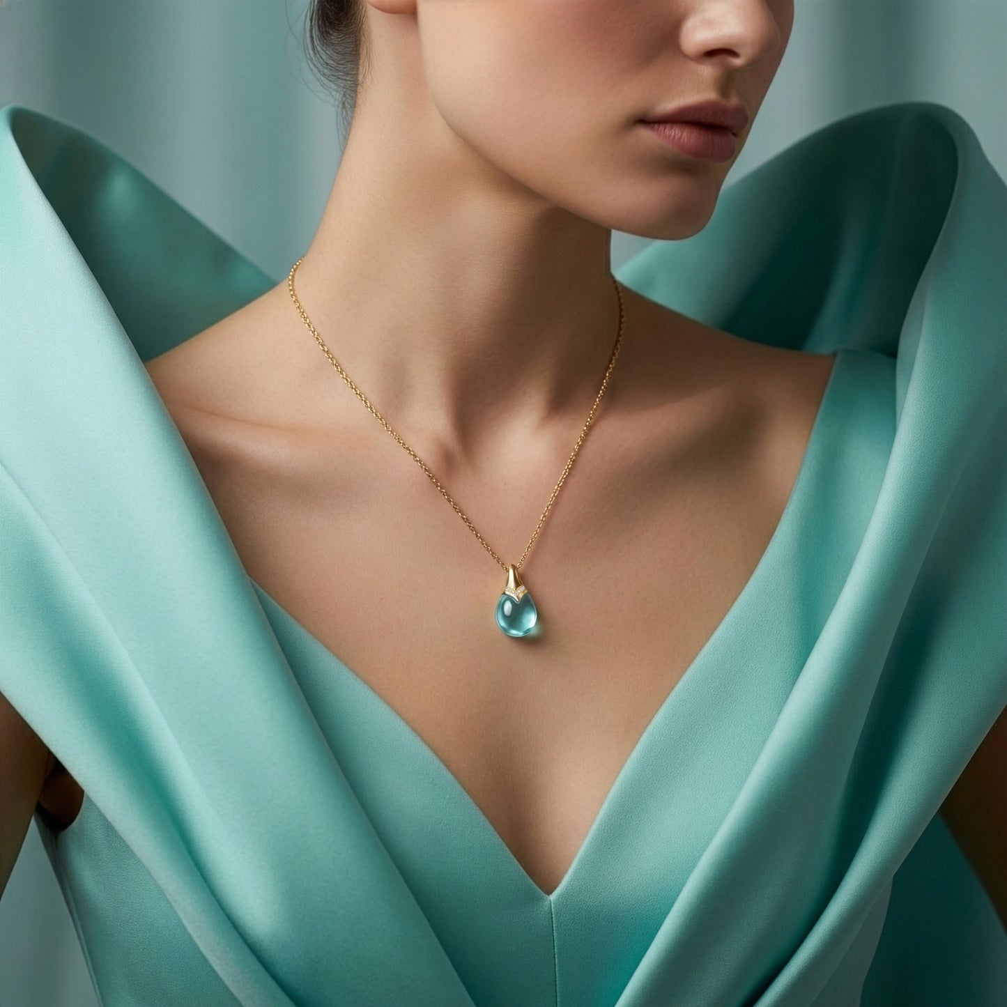 Cabachon Blue Topaz Pendant