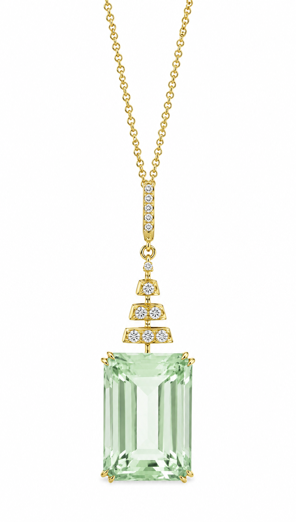 Green Amethyst Diamond Pendant