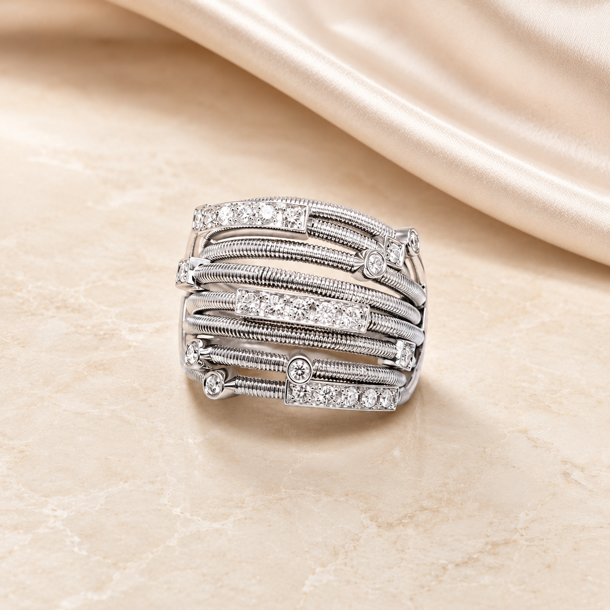 Flexible multi-banded Diamond Ring