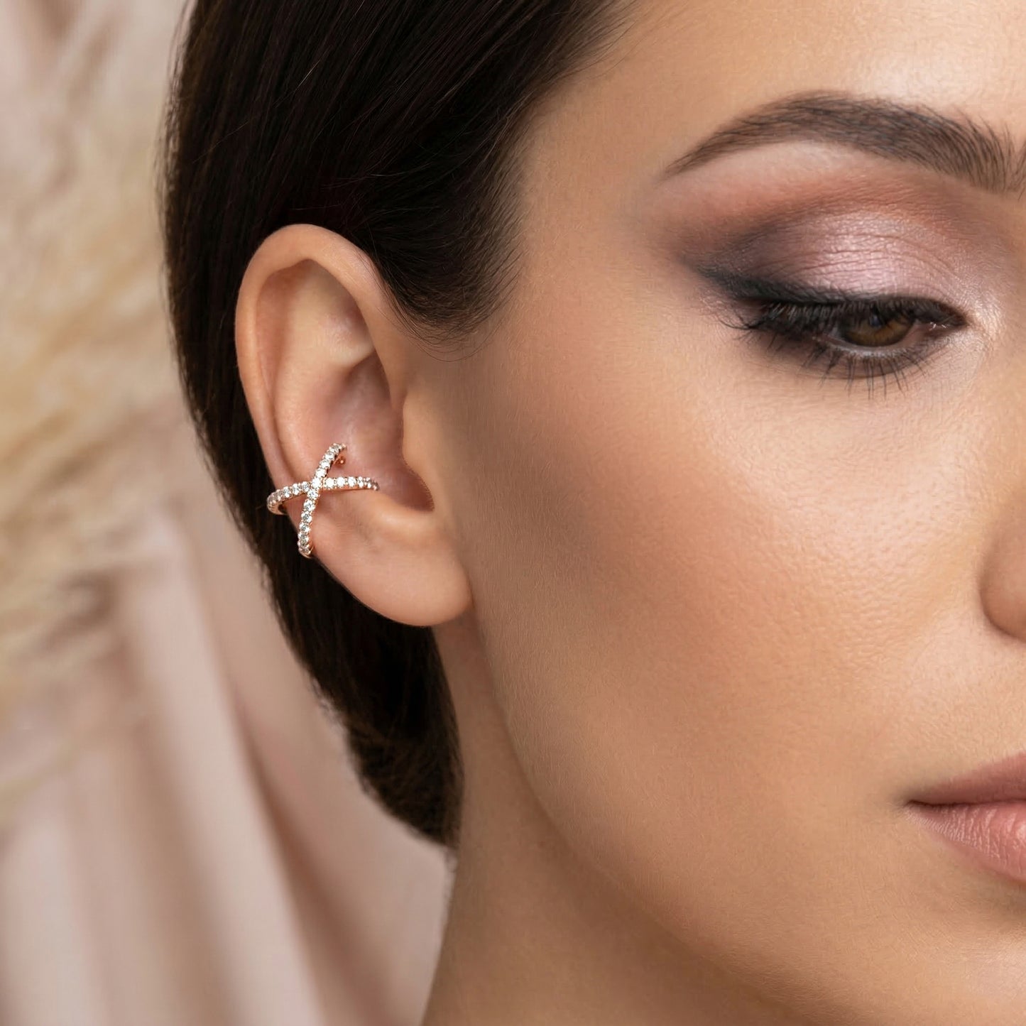 "Eternal Enfold" Rose Gold and Pave Diamond Ear Cuff