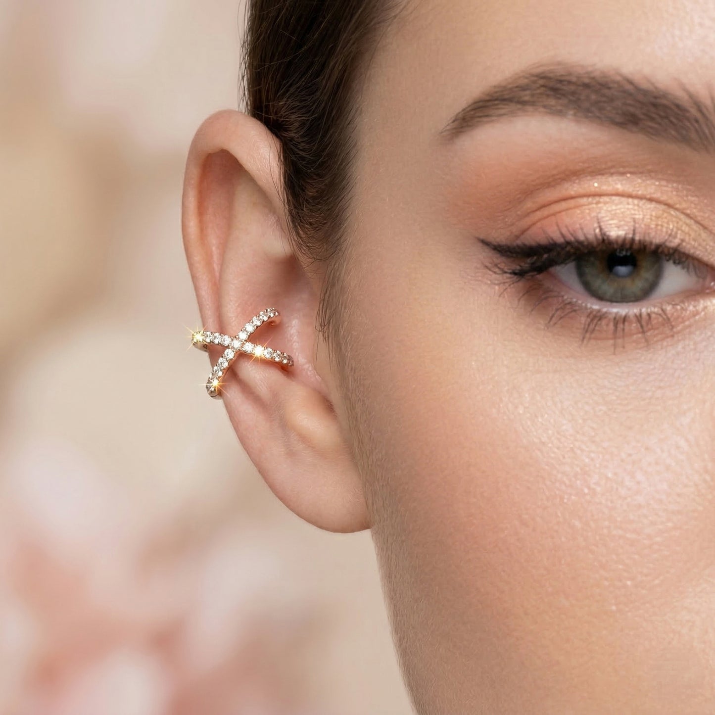 "Eternal Enfold" Rose Gold and Pave Diamond Ear Cuff